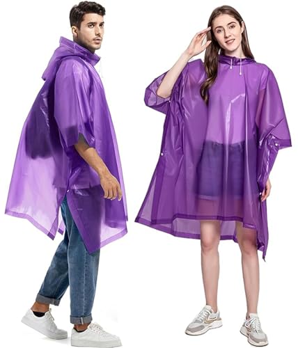 Reusable Rain Ponchos for Adults, 2 Pcs Raincoats (Pack of 1) Emergency for Women Men with Hood