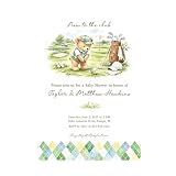 Golf Baby Shower Invitation Template, New To The Club Teddy Bear Golf Theme, Preppy Argyle Border, Boy Baby Shower Invite, Custom Printed Invitations