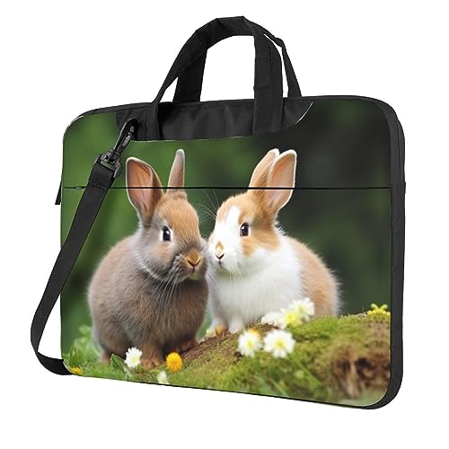 Sac pour ordinateur portable imprimé lapins sacoche bandoulière grande capacité