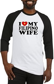 CafePress I Love My Filipino Wife Baseball Jersey Cotton Baseball Jersey, 3/4 Raglan Sleeve Shirt Black/White