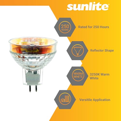 Sunlite MR13 EXY Clear Reflector Light Bulb, 250 Watts, 82V, 2-Pin GX5.3 Base, 99 CRI, 3250K Warm White, Ideal for Slide Projector, Medical & Industrial Lighting, 1 Pack by Sunlite - Image 3