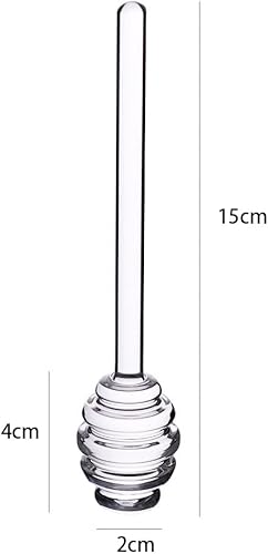 Miniatura 2 de Leadigol Agitador de miel de vidrio para cocina, mango largo, peine de miel, dispensador de miel, cuchara para tarro de miel (vidrio)
