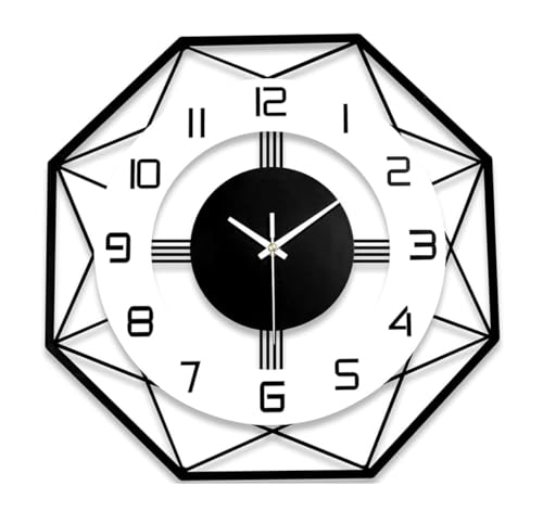Image of Wall Clock Stylish Metal Analog Wall Clock for Living Room, Bedroom, Office, Kitchen, Home and Hall | Antique Fancy Big Size Modern Wall Watch (Black(ST-26), 50 CM)