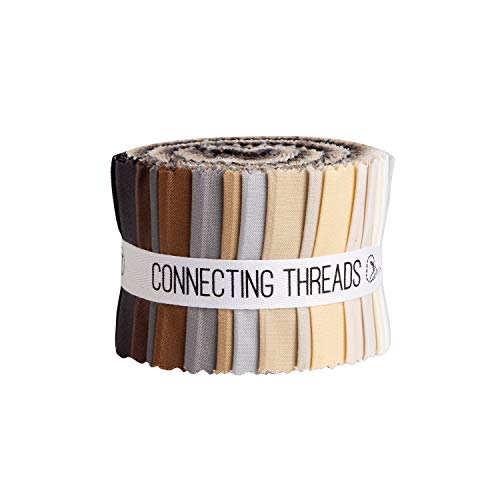 Connecting Threads Color Wheel Solid Precut Cotton Quilting Fabric Bundle 2.5" Strips (Neutral)