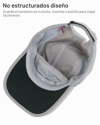 Miniatura 6 de Gadiemkensd Sombrero De Hombre Plegable Para Correr Viseras Sport Cap Summer Mesh Sombrero De Secado Rápido, Gris Claro,