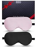 Silk Sleep Mask, 2 Pack 100% Real Natural Pure Silk Eye Mask with Adjustable Strap, Eye Mask for Sleeping, BeeVines Eye Sleep Shade Cover, Blocks Light Reduces Puffy Eyes Gifts
