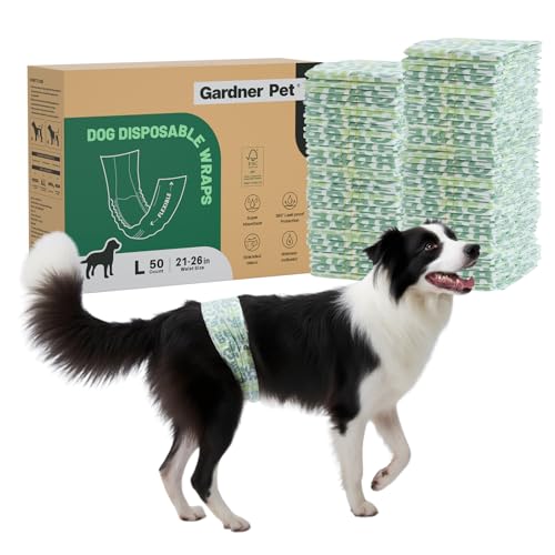 Gardner Pet Male Dog Diapers Disposable 50 Ct, Male Dog Wraps with Wetness Indicator & Flashdry Gel Technology, Dog Diapers Male for Puppy Training, Marking, Incontinence, Travel - Large