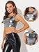 Allegra K Metallic Crop Top for Women's Sleeveless Cut Out Party Clubwear Holographic Tank Tops Medium Grey