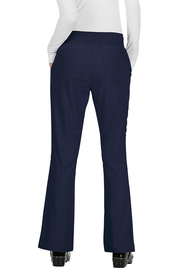 KOI Basics Laurie Women's 6-Pocket Yoga-Style Scrub Pants Navy X-Small Petite by KOI - Image 2
