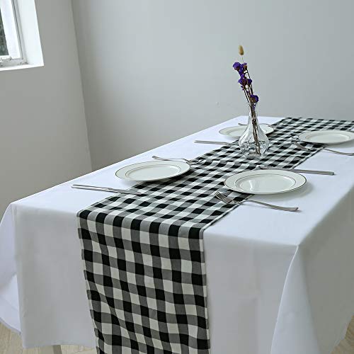 Zdada Buffalo Check Table Runner - 12x144inch Polyester Checkered Table Runner Black and White for Banquet Home Camping