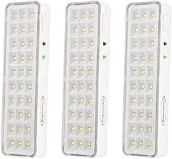 Kit 3 Lâmpada Luminária De Emergência 30 Leds Super Slim Bivolt