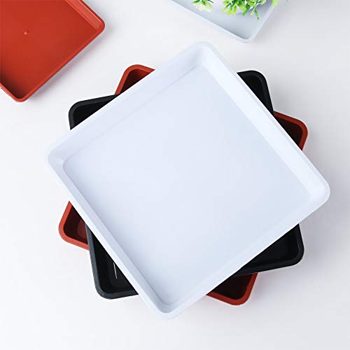 Jurhomie 1Pcs Plastic Flower Pot Square Heavy Duty Plastic Tray Saucers Indoor Outdoor Plant Saucer Drip Trays(12X12Cm,White) #TOP7