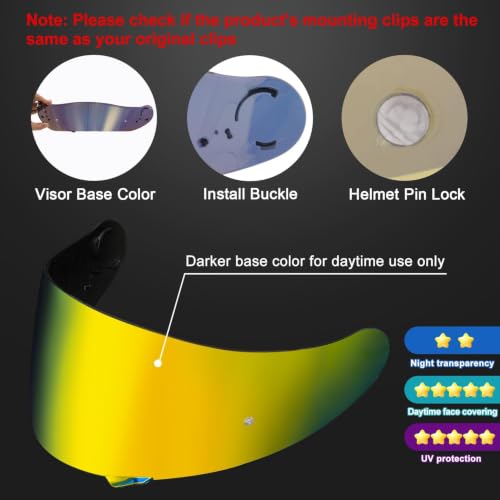 Image of PSLER Shatterproof Helmet Visor for GT Air GT Air 2 Neotec-1,Deep Gold | Impact-Resistant ,UV400 Protection, Motorcycle Tinted Face Shield Replacement for GT Air GT Air 2 Neotec-1 CNS-1 TC-5 TC-9