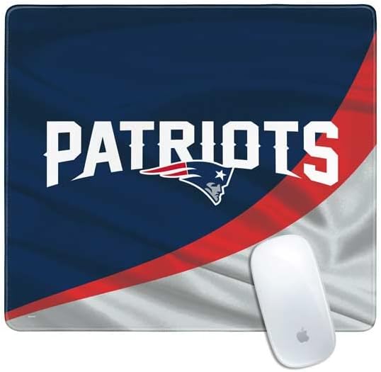 Skinit Medium Gaming Mouse Pad - Officially Licensed New England Patriots Distressed Design with Stitched Edges, Waterproof, Non-Slip Rubber Base, Desk Mat for Keyboard & Mouse, 17.7" x 15.75" inches