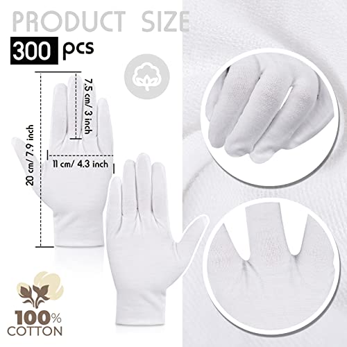 300 Pairs Moisturizing Gloves Overnight White Cotton Gloves Bulk Hands Eczema Thin Inspection Soft Working Gloves Liners For Jewelry Coin Collection #TOP2