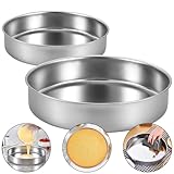 Inqibee Round Stainless Steel Cake Pans Set of 2 (8 inch / 9½ inch), Layer Cake Baking Pan, Perfect for Birthday Wedding Tier Cake, Physics Anti-Stick, Non-Toxic, Dishwasher Safe