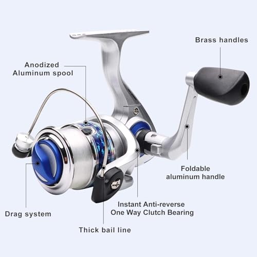 BNTTEAM Mini canne à pêche et moulinet Combos télescopique portable dur 99 % fibre de carbone Canne à pêche et moulinet Leurre de pêche (Full Kits X2, 1,7 m/66,9 pouces/5,57 ft) – vue 6