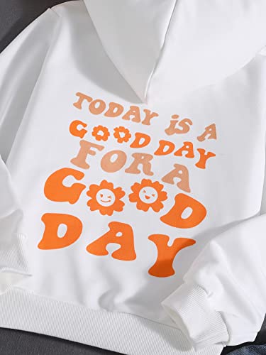 Cozyease Girls' Letter Graphic Print Cute Hoodies Long Sleeve Pullover Hoodie Sweatshirt White 11-12Y #TOP4