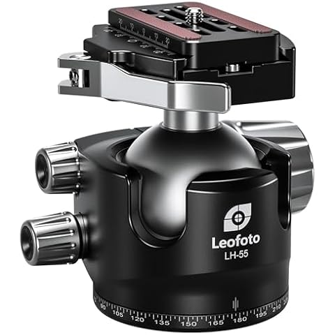 Leofoto LH-LR Ball Head, Lever Release, Bubber Level, Low Profile, 3/8" Srew Hole, Arca Compatible (LH-55LR) Cover