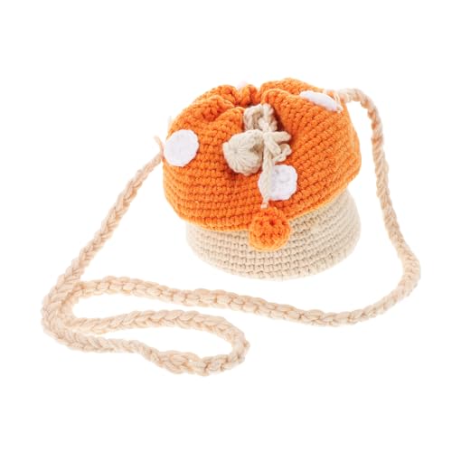 Sac à main tissé en forme de champignon avec pochette cordon pour femme