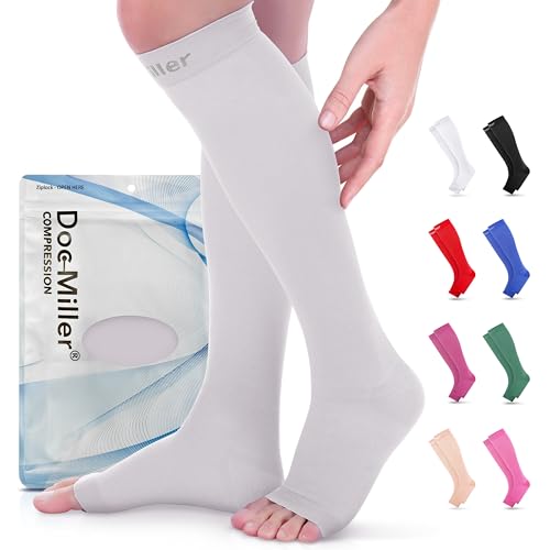 Image of Doc Miller Open Toe Compression Socks 15-20 mmHg for Women & Men