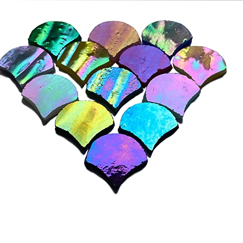 Kalucion Magic Iridescent Fan Shaped Glass Mosaic Tiles For Crafts 170 Pieces, Stained Glass Supplies Mosaic Kit For Adults, Stained Glass Sheets Kit For Mosaic Projects #TOP5