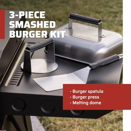 Camp Chef Smashed Burger Kit - Flat-Top Griddle Accessories Include Grill Spatula, Burger Press & Melting Dome