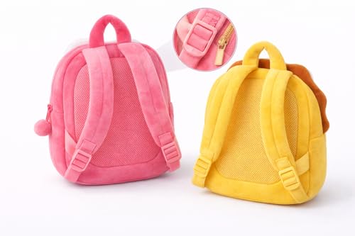 Image of Cartoon Plush Kids School Bag 2-6 Years | Soft Toy Backpack for Boys & Girls | Toddler Nursery Preschool Bag | Lightweight Adjustable Straps
