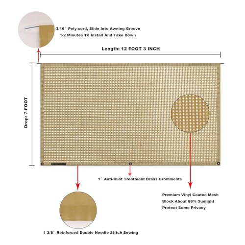 Image of RV Awning Mesh Sun Shade Screen for Motorhome Camper Trailer Sunshade