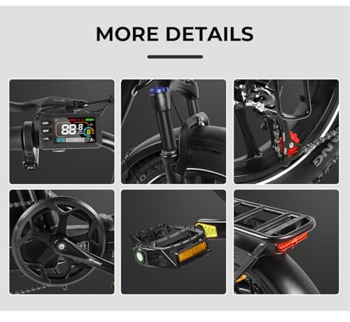Miniatura 7 de Samebike 20 Bicicleta Eléctrica Plegable, Motor 250w Autonomía 70km, 7 Velocidades, Frenos De Disco Delantero Trasero, Pantalla Lcd Para Adultos Bicicleta Eléctrica Ciudad Y Montaña Black