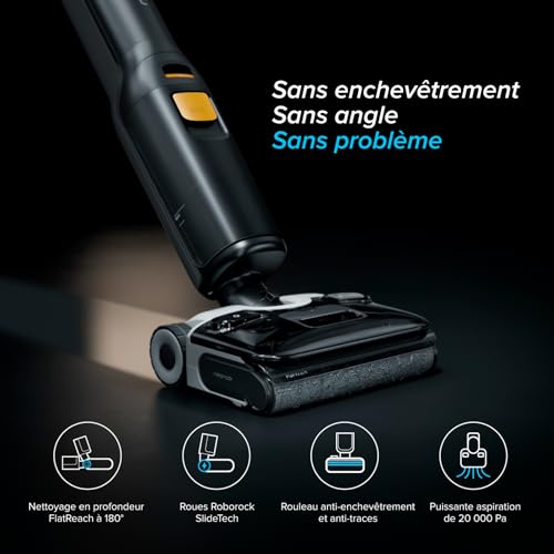 Aspirateur laveur sans fil roborock F25 XT tout-en-un inclinaison 180