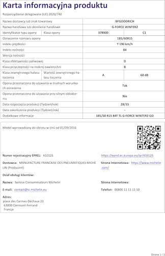 Bf Goodrich G-Force Winter 2 M+S - 185/60R15 84T - Pneumatico Invernale - 5