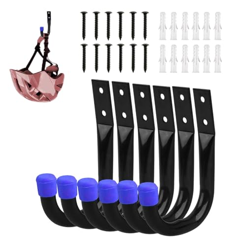 ガレージ壁用ツールハンガー、ガレージフック,ガレージ用ラダーフックガレージ保管用の頑丈なユーティリティフック 6 個/セット - ガーデンツール、はしご、自転車、かさばるアイテム用の頑丈なガレージフック