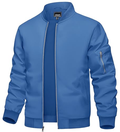 Image of TACVASEN Men's Lightweight Jacket Casual Spring Fall Windbreaker Bomber Zip Up Coat with Pocket