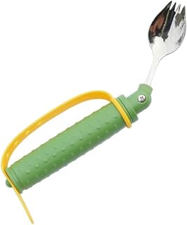 2-in-1 Fork and Spoon with Adjustable Hand Strap - Adaptive Eating Aid for Seniors and Disabled - Easy Dining Solution