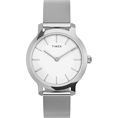 Montre femme 31 mm acier inoxydable argenté cadran blanc style moderne