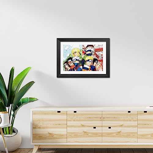 Image of TenorArts Kakashi & Minato Team 7 Poster Naruto Anime Laminated Posters Photo Frame Painting with Matt Finish Black Textures (12inches x 9inches)