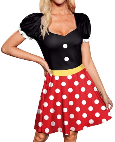 For G and PL Womenβs Halloween Cosplay Flare Mini Dress Puff Slee...