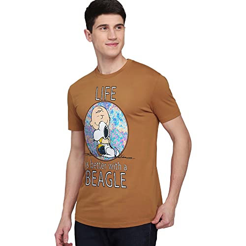 Image of Free Authority Peanuts Printed Regular Fit Cotton Men's T-Shirt