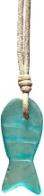 Fish Mens Surfer Sea Glass Necklace - Men Surfing Seaglass Waterproof, Hawaii Jewelry, Hawaiian Vibes, Women Cute Choker, Beach Aesthetic Accessories, African Ocean Recycle Bead, Summer