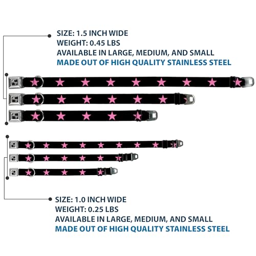 Collier de chien os noir et rose Buckle Down réglable de 15 à 66 cm