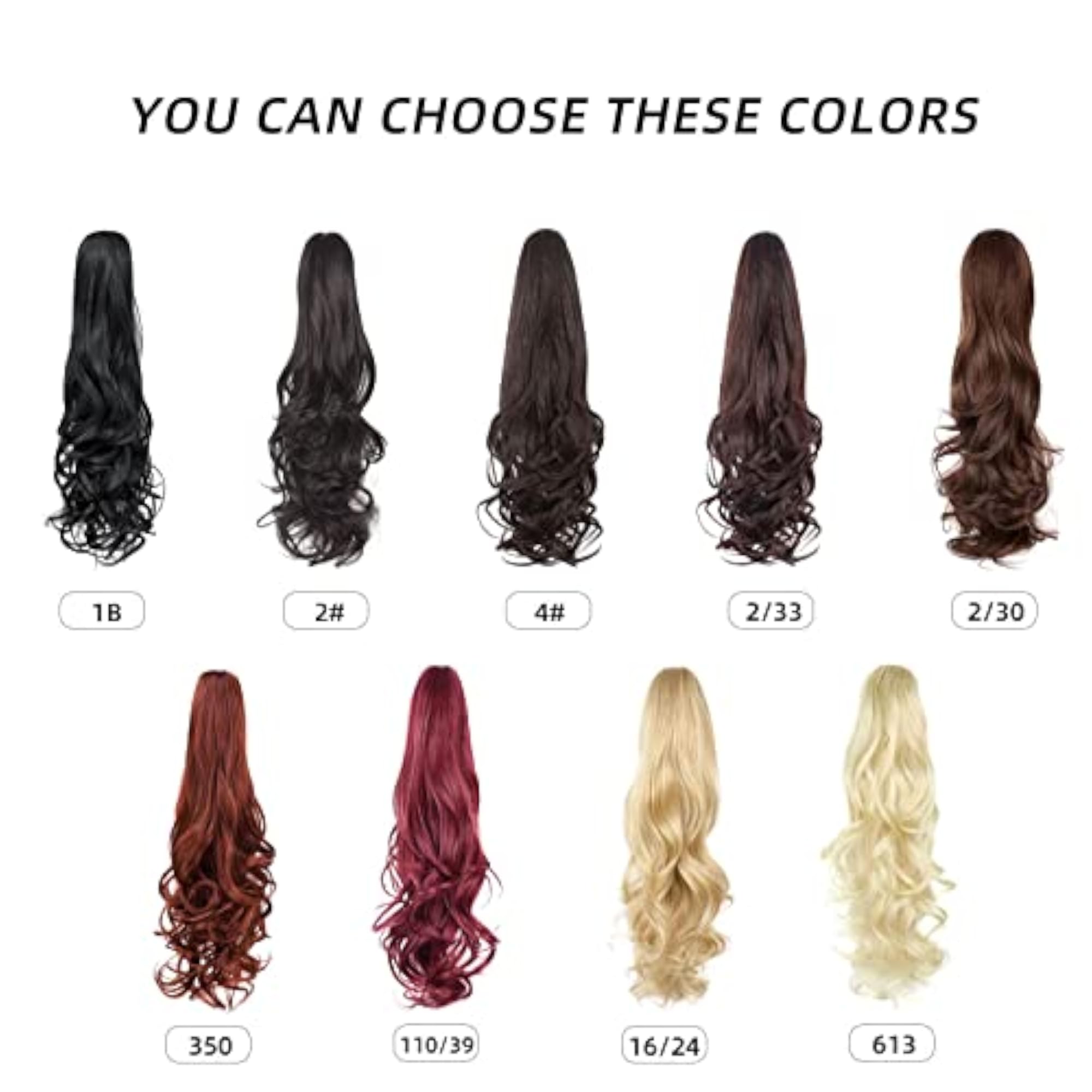 Women's 22 Inch Short Wavy Ponytail Hair Extension, Clip-in