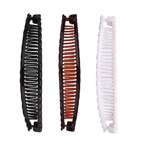 LOVINSHOW 5 inch Banana Combs, Non-slip Banana Hair Clips, Comfortable Hold for Thick or Curly Hair, Assorted Colors, Pack of 3