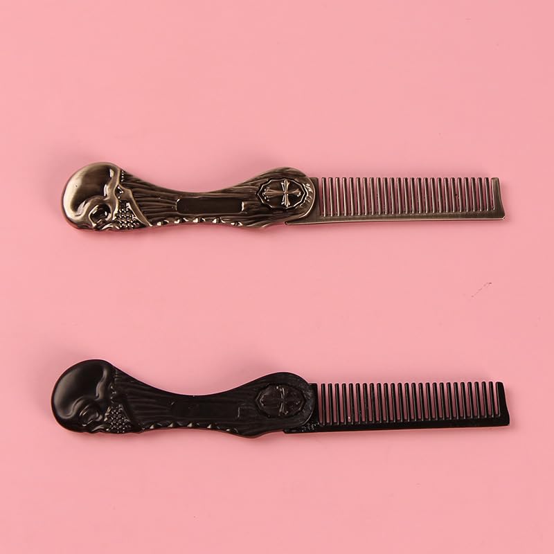2 peines plegables de bolsillo estilo calavera miniatura 5