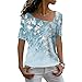 Hauts pour Femmes à Manches Courtes été Mode décontracté Solide imprimé t-Shirt Couleur Bloc col en V t-Shirts Dames Blouses Mode