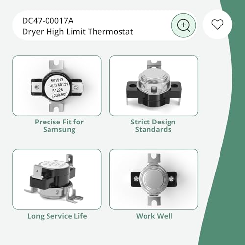 Image of DC47-00017A Dryer High Limit Thermostat Replacement for Samsung Whirlpool | Dryer Thermostat Replaces AP4201896,PS4205216,W10908281,AP6034266,35001192, PS11766749，2068548