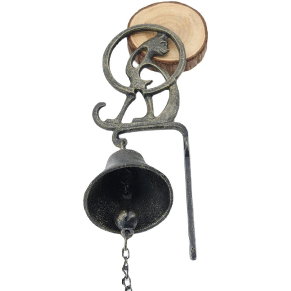 Sonnette chat en fonte cloche de porte décoration murale de jardin rustique vintage