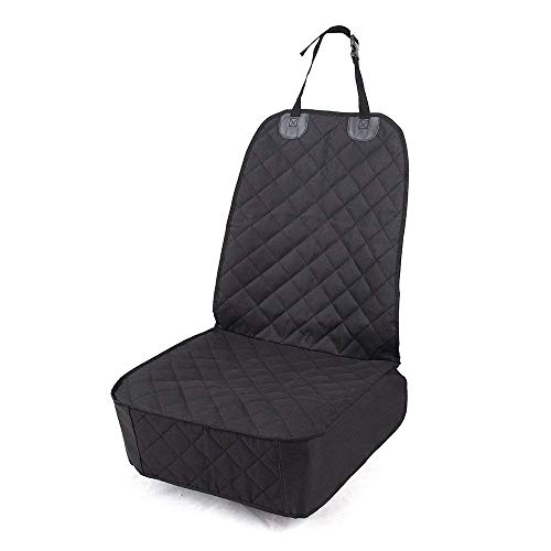HCMAX Mascota Coche Cubierta de Asiento Delantera 600D Heavy Duty Impermeable Antideslizante Respaldo de Goma con Anclajes Cubre Asientos para Perros para Coches Camiones SUVs Negro