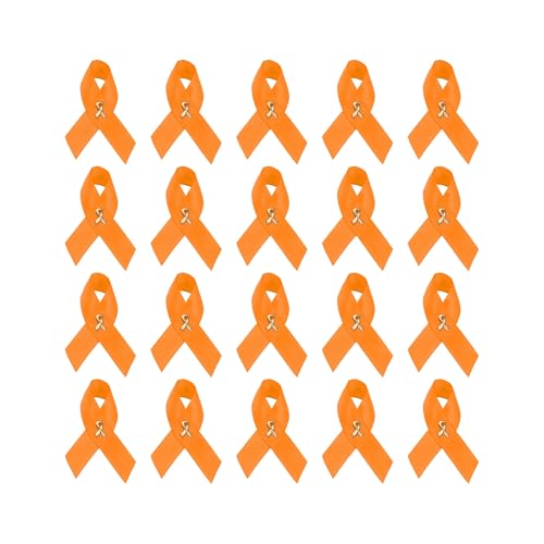 Image of 1 /2 /5 /10 /25 /50pcs Orange Ribbon Awareness Pins for Kidney Cancer, Leukemia, Multiple Sclerosis, Hunger, Gun Violence /Mass Shooting Awareness - Perfect for Support Groups, Gift-Giving, and Fundraisers