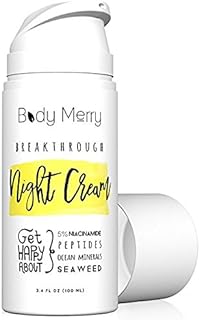 Body Merry Breakthrough Night Cream – Anti-Aging Face Moisturizer with Niacinamide, Peptides and Hyaluronic Acid – Cruelty Free Skin Care for Fine Lines and Wrinkles, 3.4 oz